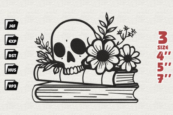 Skull Book Flower Embroidery Design Review