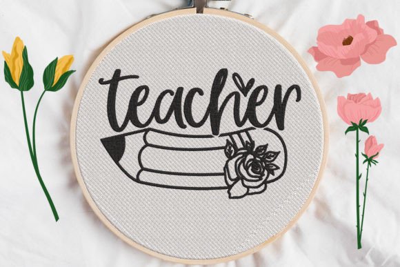 Teacher Sign: A Seasonal Embroidery Staple